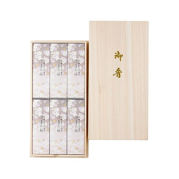 【単品7個セット】 日本香堂 新・淡墨の桜 桐箱6入(代引不可)【送料無料】