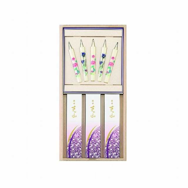 【単品9個セット】 日本香堂 銘香芝山 桐箱絵ろうそく5本セット(代引不可)【送料無料】