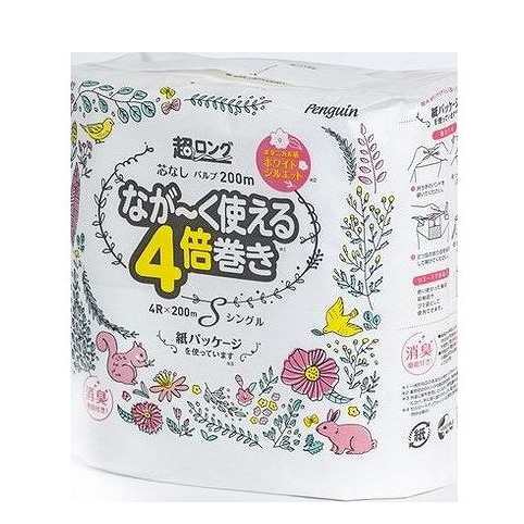 【単品12個セット】 丸富製紙 ペンギン超ロングパルプ4倍巻き4ロール シングル(代引不可)【送料無料】の通販は