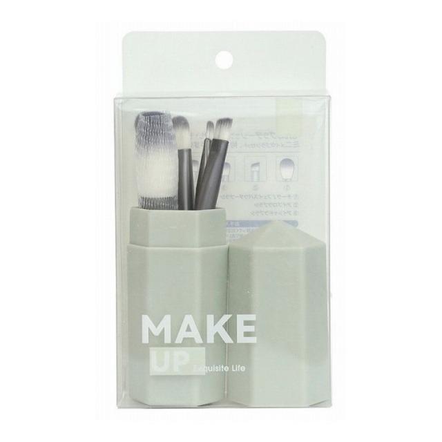 【単品16個セット】 ミニメイクブラシ5本セット・ケース付き(グリーン)(代引不可)【送料無料】