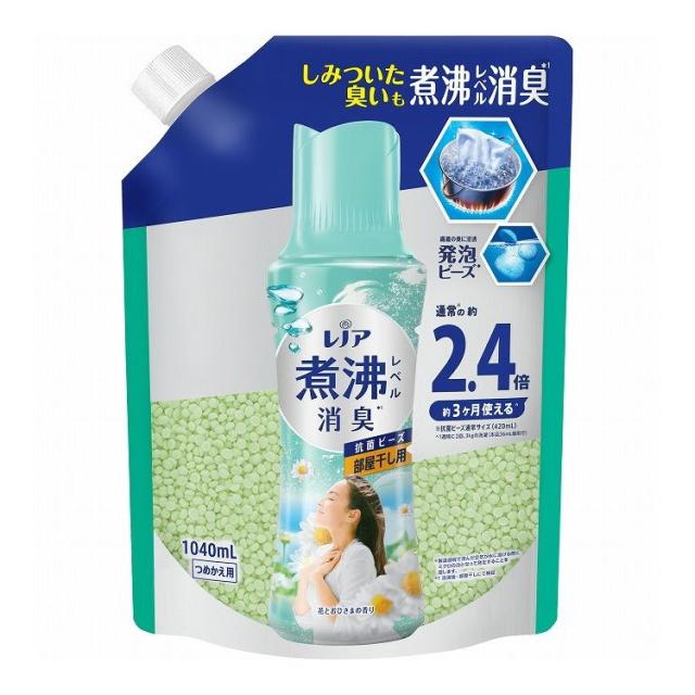 【単品6個セット】 レノア煮沸レベル消臭抗菌ビーズ部屋干し 花とおひさまの香り つめかえ用特大 1040ML(代引不可)【送料無料】