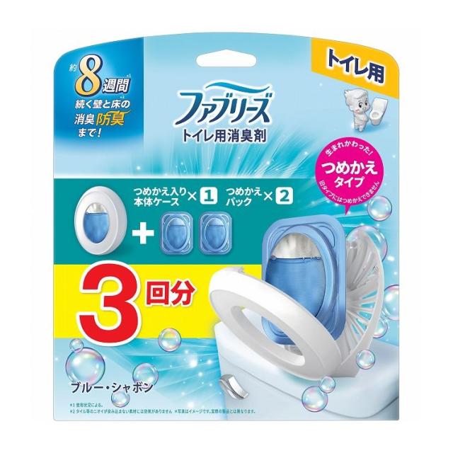 【単品16個セット】ファブリーズトイレ用消臭剤ブルー・シャボン本体+つめかえ2個パック(代引不可)【送料無料】の通販は