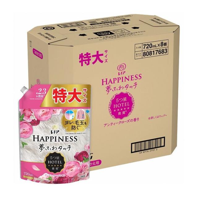 【単品7個セット】レノアハピネス夢ふわタッチ華やかに香るアンティークローズの香り詰替用特大サイズ(代引不可)【送料無料】