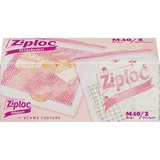 【単品3個セット】 ジップロック デザインバッグ リボン M 40枚 旭化成ホームプロダクツ(代引不可)【送料無料】