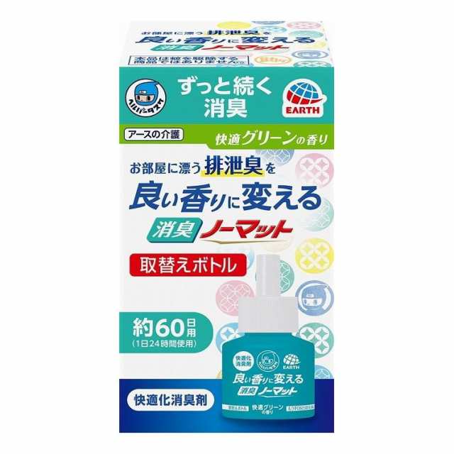 【単品12個セット】 アース製薬 ヘルパータスケ 良い香りに変える消臭ノーマット取替快適グリーンの香り 45ML(代引不可)【送料無料】