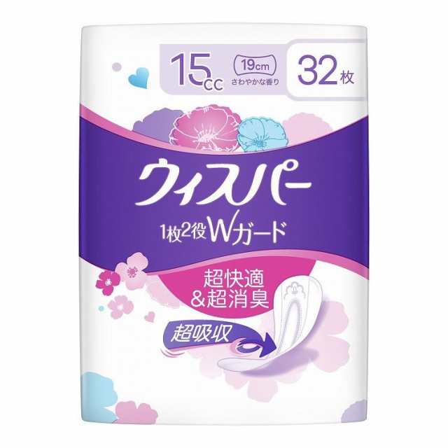 【単品25個セット】 P&G ウィスパー1枚2役Wガード おりもの&水分ケア パンティライナー 15cc 32枚(代引不可)【送料無料】の通販は軽失禁パッド
