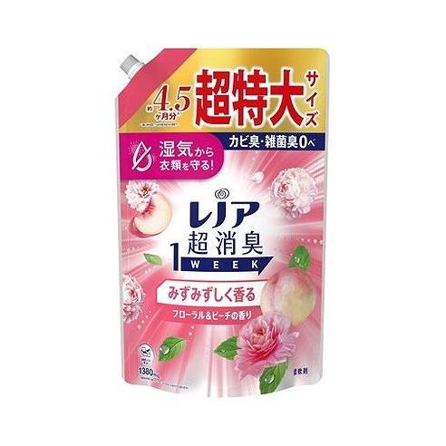 【単品5個セット】 レノア超消臭1weekみずみずしく香るフローラル&ピーチの香りつめかえ用超特大サイズ P&Gジャパン(代引不可)【送料無料】
