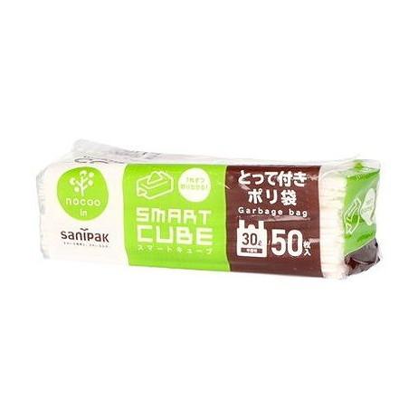 【単品20個セット】 CCS39 スマートキューブ とって付きポリ袋 30L 50枚 半透明 nocoo in 日本サニパック(代引不可)【送料無料】