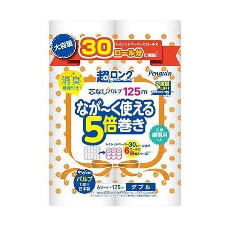 【単品6個セット】 ペンギン芯なし超ロングパルプ250m6RW 丸富製紙(代引不可)【送料無料】