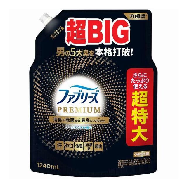 【単品5個セット】 ファブリーズW除菌+消臭プレミアムメンクールアクアの香りつめかえ用4回分 P&Gジャパン(代引不可)【送料無料】