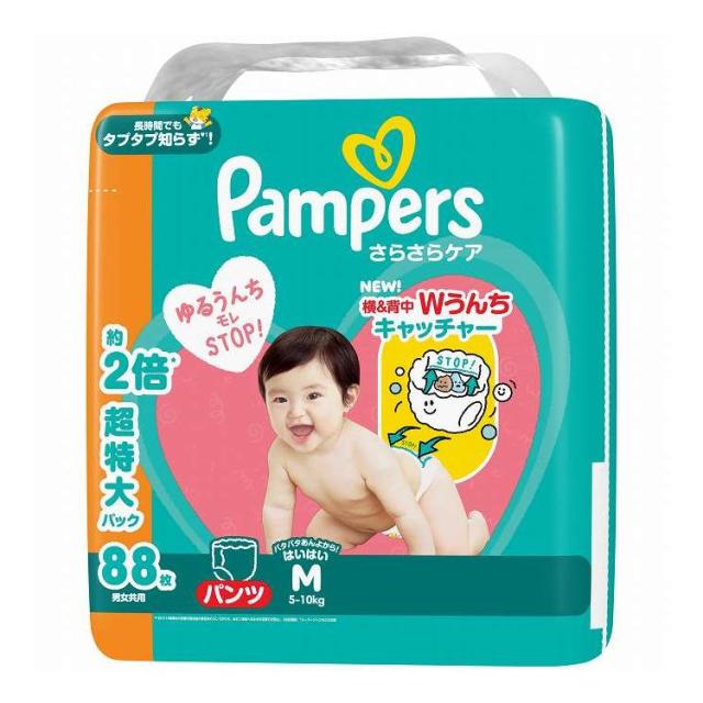 【単品3個セット】 P&amp;Gジャパン パンパースさらさらケアパンツ/メガジャンボ Mはいはい 88枚(代引不可)【送料無料】
