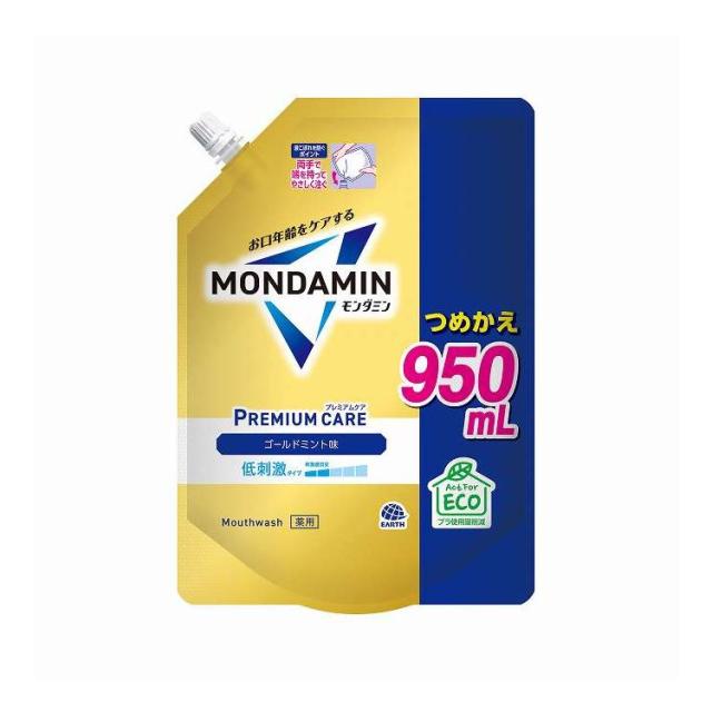 【単品6個セット】 アース製薬 モンダミン プレミアムケア ゴールドミント つめかえ 950ml(代引不可)【送料無料】