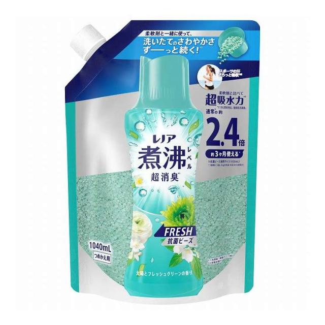 【単品9個セット】 P&Gジャパン レノア煮沸レベル消臭 ビーズみずみずしく香るフレッシュグリーンの香りつめかえ用特大 1040mL(代引不可)【送料無料】