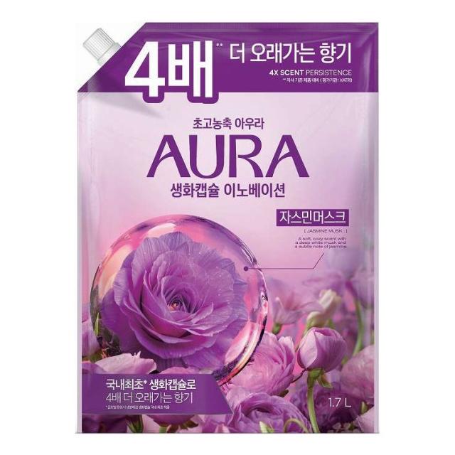 【単品10個セット】 トイレタリージャパン 香りサフロン柔軟剤 AURA生花カプセル ジャスミンムスク つめかえ用 1700mL(代引不可)【送料無料】