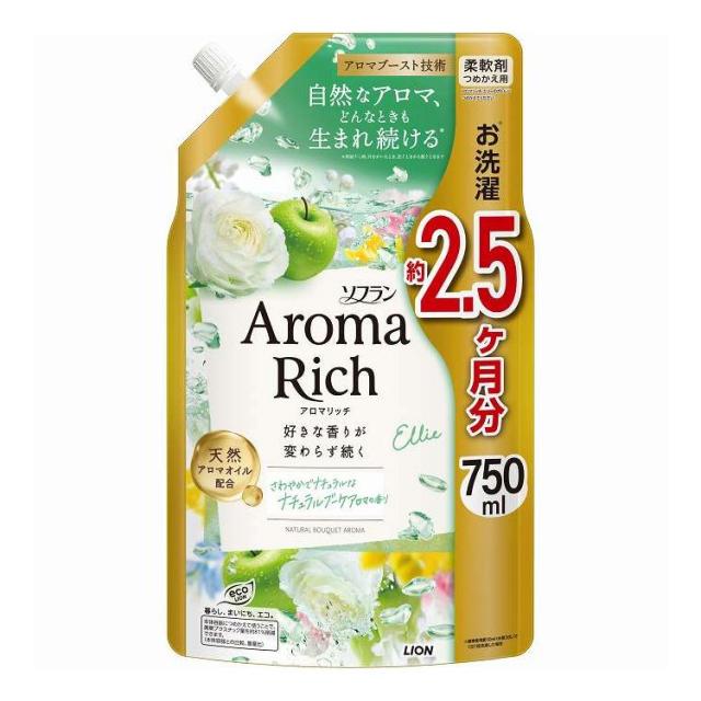【単品12個セット】 ライオン ソフランアロマリッチ エリー つめかえ用 750ml(代引不可)【送料無料】