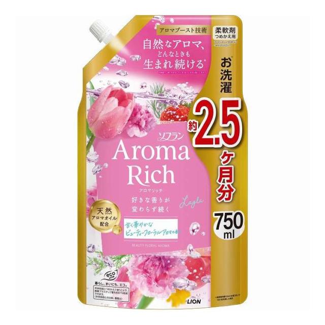 【単品12個セット】 ライオン ソフランアロマリッチ レイラ つめかえ用 750ml(代引不可)【送料無料】
