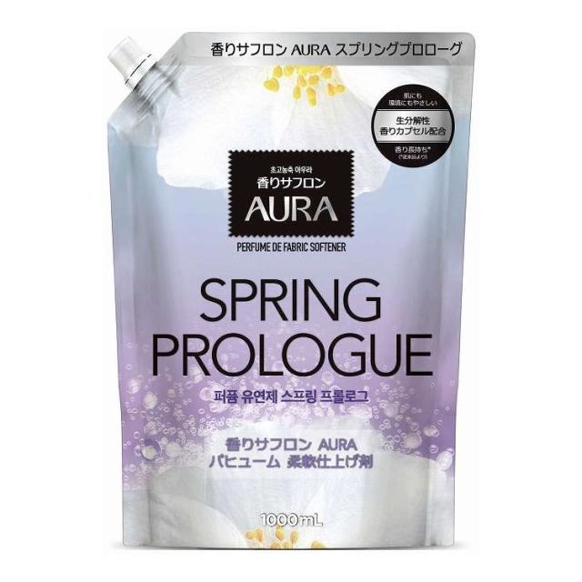 【単品14個セット】 トイレタリージャパン 香りサフロン柔軟剤AURA パヒューム スプリングプロローグの香の香り 1000mL(代引不可)【送料無料】