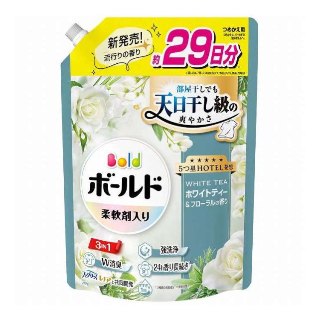 【単品14個セット】 P&amp;Gジャパン ボールドジェルホワイトティー&amp;フローラルの香りつめかえ用超特大サイズ 690G(代引不可)【送料無料】