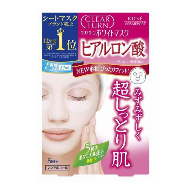 【単品12個セット】 コーセーコスメポート クリアターン ホワイトマスクヒアルロン酸 5枚(代引不可)【送料無料】