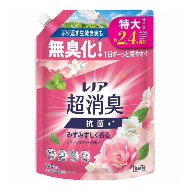 【単品12個セット】 レノア 超消臭みずみずしく香るフローラルブーケの香り つめかえ 用特大サイズ P&amp;G 745ml(代引不可)【送料無料】