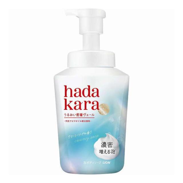 【単品18個セット】 ハダカラ モイストボディケアソープ泡タイプクリーミーソープの香り本体 ライオン 540ml(代引不可)【送料無料】
