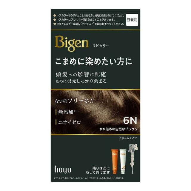 【単品9個仕かける】 ビゲン リピカラー 6N やや暗めの気取らないな赤銅色 ホーユー 80G(代引不可)【貨物輸送無料】