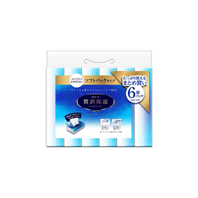 【単品5個セット】 エリエ—ルぜい沢保湿ソフトパックティシュ—130W6P 大王製紙(代引不可)【送料無料】の通販は