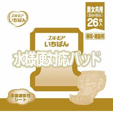 【単品12個セット】 エルモアいちばん 水様便対応パッド 男女共用 病院・施設用 26枚 カミ商事(代引不可)【送料無料】