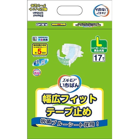 【単品6個セット】 エルモアいちばん幅広フィットテープ止め L 17枚 カミ商事(代引不可)【送料無料】