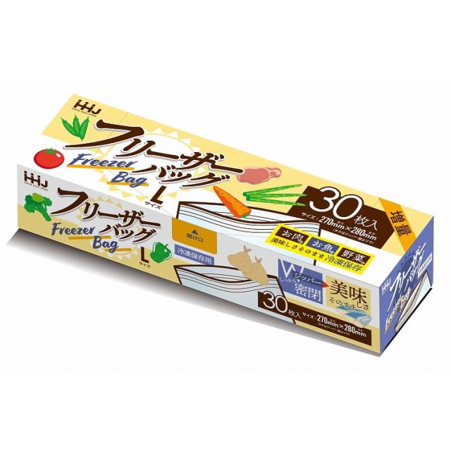 【単品13個セット】フリーザーバッグ 冷凍保存用増量 Lサイズ 30枚入 ハウスホールドジャパン(株)(代引不可)【送料無料】の通販は