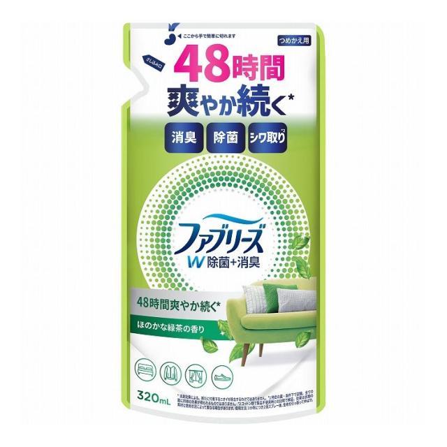 【単品13個セット】ファブリーズW除菌ほのかな緑茶の香りつめかえ P&Gジャパン 320mL(代引不可)【送料無料】