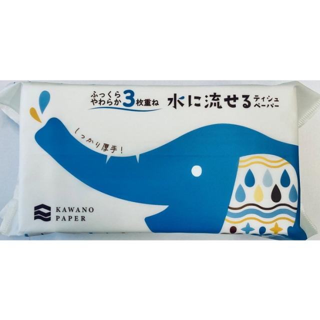 【単品20個セット】ふっくらやわらか3枚重ね水に流せるソフトパックティシュ100組 河野製紙(代引不可)【送料無料】