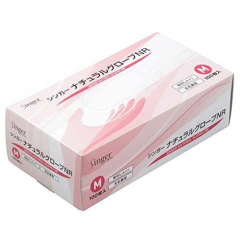 【単品16個セット】シンガーナチュラルグローブNR 粉無しタイプ 100枚入 Mサイズ 宇都宮製作(代引不可)【送料無料】の通販は