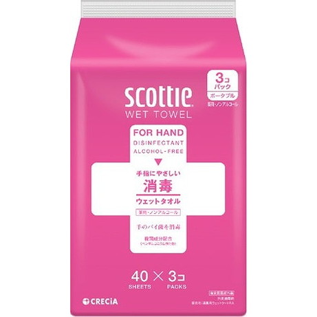 【単品16個セット】スコッティ ウェットタオル 消毒ノンアルコールタイプ 40枚 3コパック 日本製紙クレシア(代引不可)【送料無料】 10,657円