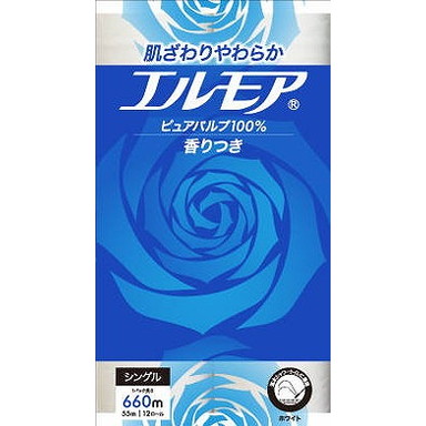 【単品15個セット】エルモア 12ロール シングル 55M 花の香り カミ商事(代引不可)【送料無料】の通販は