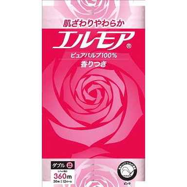 【単品16個セット】エルモア 12ロール ピンクダブル 30M 花の香り カミ商事(代引不可)【送料無料】の通販は 13,403円