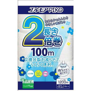 【単品15個セット】エルモア ピコ 2倍巻 12ロール シングル 100M カミ商事(代引不可)【送料無料】