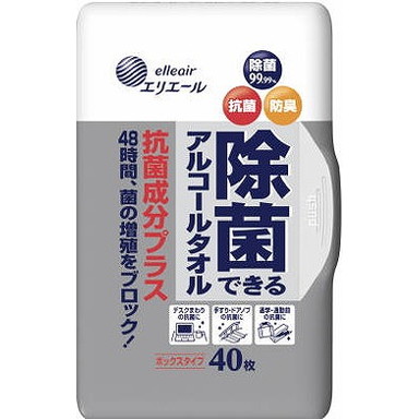 【単品16個セット】エリエール除菌できるアルコールタオル抗菌成分プラスボックス本体40枚 大王製紙(代引不可)【送料無料】