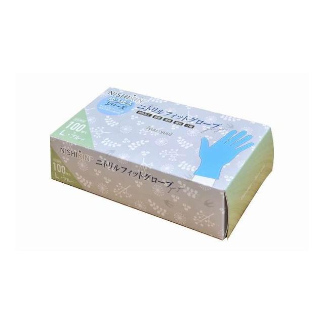 【単品6個セット】ゆうゆうグローブニトリルフィットグローブブルーL 錦尚金(代引不可)【送料無料】