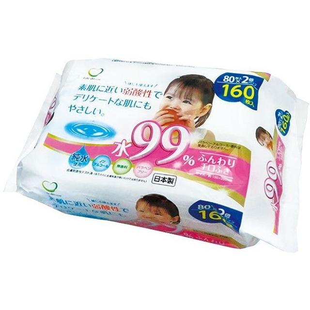 【単品11個セット】 ふんわり手口ふき水99%80枚2P ライフ堂(代引不可)【送料無料】