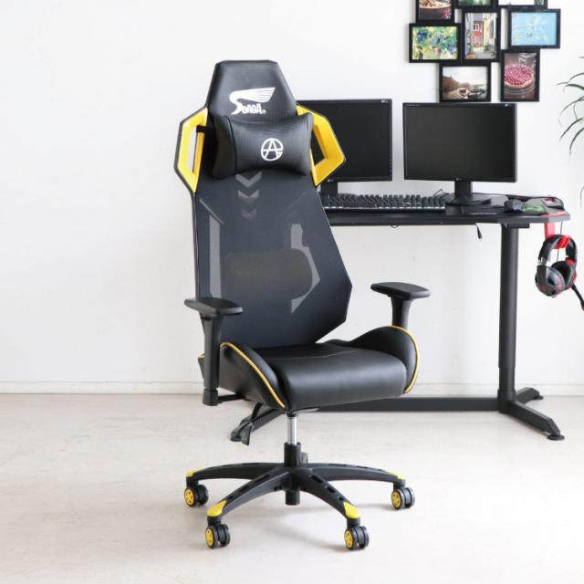 ゲーミングチェア SeAGA-02 チェアー リクライニング ヘッドレスト 肘 高さ調節 昇降 角度調節 アームレスト 椅子 イス(代引不可)【送料_2