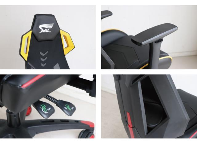 ゲーミングチェア SeAGA-02 チェアー リクライニング ヘッドレスト 肘 高さ調節 昇降 角度調節 アームレスト 椅子 イス(代引不可)【送料_7