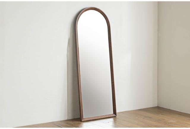 スタイルミラー アーチ型 全身鏡 姿見 60×160cm ウォールミラー 立て掛け オーク アッシュ 木製 おしゃれ リビング 寝室 玄関 壁面 スタンドミラー ワンルーム 鏡 ミラー(代引不可)【送料無料_6