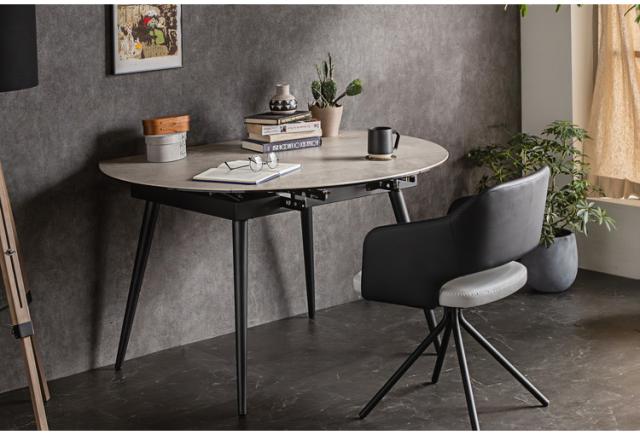 モデル展示 未使用品 半円状ダイニングテーブル1600 ストーン柄 CHERRY モデル展示 未使用品 半円状ダイニングテーブル1600 ストーン柄