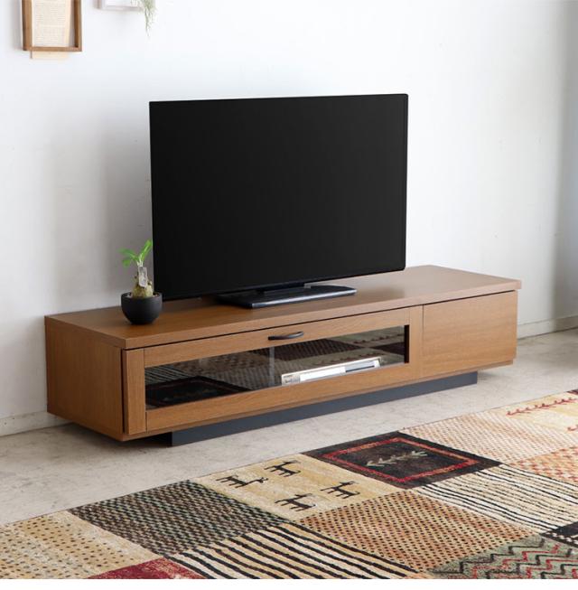 テレビ台 幅140 ローボード シンプル 木目調 日本製 フラップ扉 引き出し ロータイプ TV台 コード穴付き AV機器 収納 テレビボード おしゃれ(代引不可)【送料無料】_1