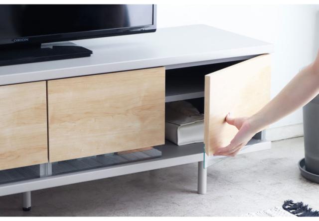 テレビ台 幅150 ローボード 日本製 リビングボード ガラス 扉 可動棚 コード穴 収納 TV台 AV収納 キャビネット 北欧 ナチュラル おしゃれ 新生活(代引不可)【送料無料】_5