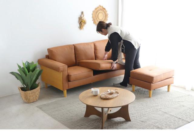 ソファ カウチ フレキシブルソファ レイアウト可能 オットマン付き L字ソファ スタイリッシュ 足伸ばす 座り心地 来客用 柔らかい合皮 べたつかない 高級感 3人掛け 大型ソファ(代引不可)【送料無料】_2