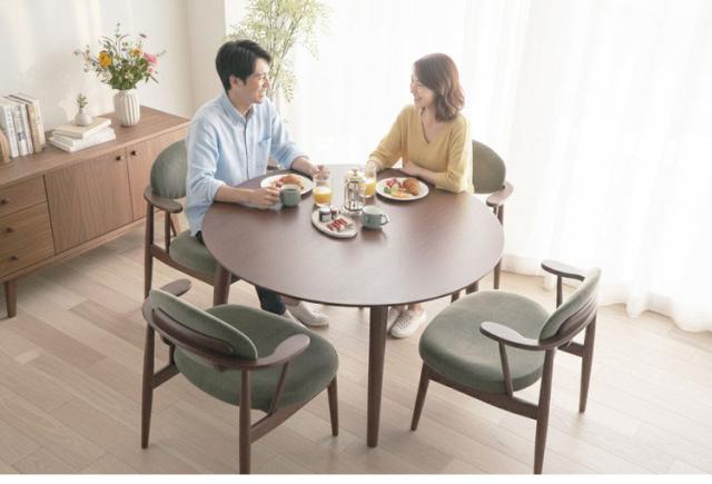円形 ダイニングセット 4人掛け ロータイプ 5点セット 直径120cm テーブル チェア ダイニング リビング ローダイニング 木目調 食卓 テーブル 椅子(代引不可)【送料無料】_8