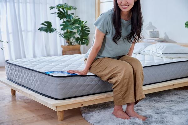 ライトグレーフレーム ホワイトマットレス プレミアムポケットコイルマットレス付き ダブル 棚・コンセント付きフロアベッド SKY line スカイ・ライン 棚・コンセント付きチェストベッドフレーム(S WH) シングル 組立設置