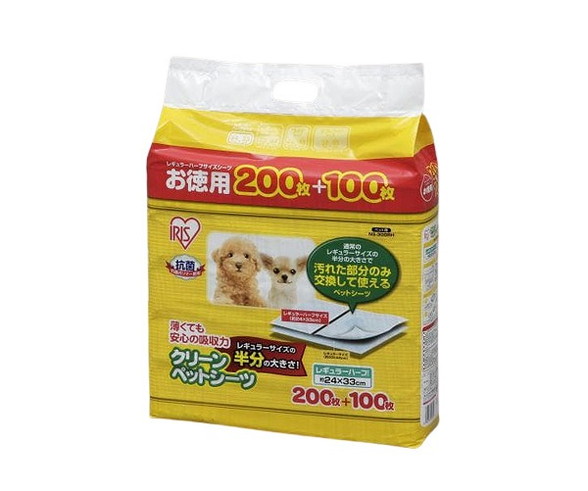 【4個セット】 アイリス クリーンペットシーツ レギュラー ハーフ 300枚 P-NS-300RH x4 アイリスオーヤマ IRIS OHYAMA(代引不可)【送料無料】_1